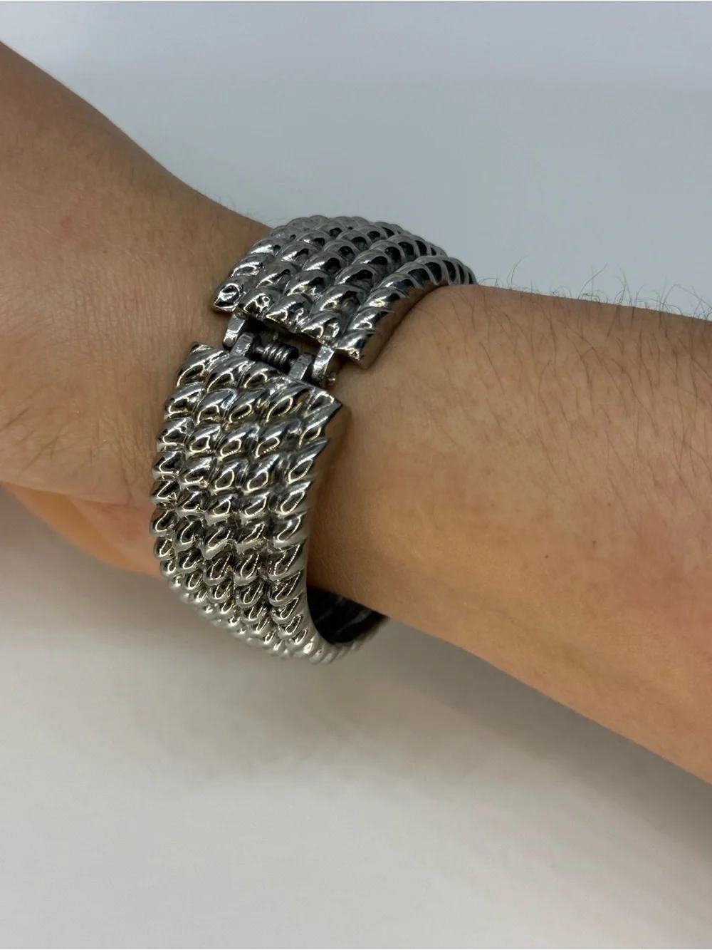 Chunky Twisted Link Silver Bracelet